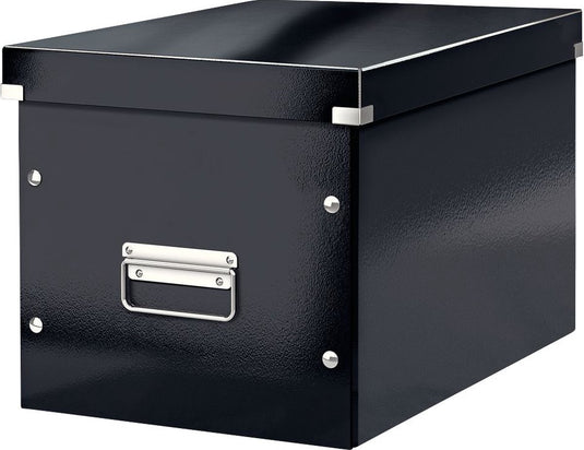 Leitz wow click store kubus grote opbergdoos - 80% gerecycled karton - 32x36 cm (bxd) - zwart
