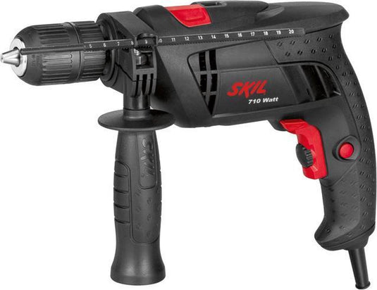Skil klopboormachine 710w - boormachine in metselwerk - klopboormachines - snelspanboorkop 13mm - met diepteaanslag zijhandgreep - inclusief 3 steenboren - 6290 aa