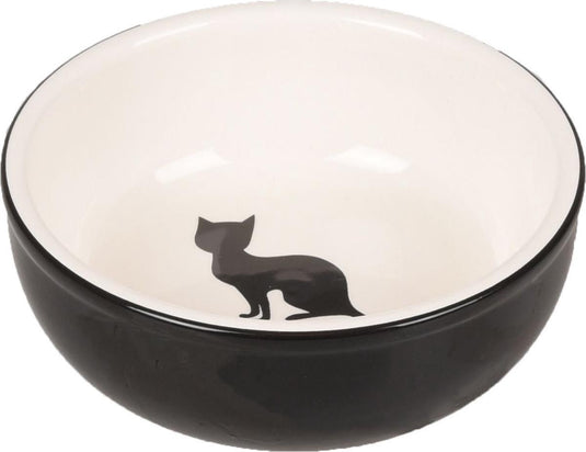 Flamingo - katten eet-en drinkbak nala - zwart wit - 13 x 13 x 4.5 cm