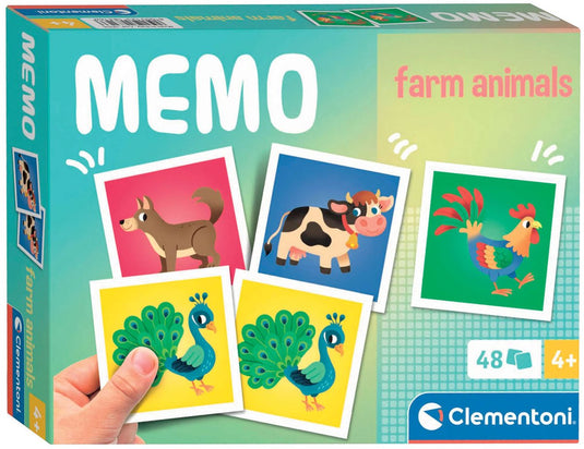 Clementoni - memory voor kinderen - boerderij dieren - 48 kaarten - memory spel - educatief speelgoed - vanaf 4 jaar