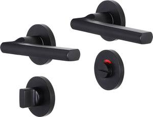 Impresso deurkruk - redhill - voor binnen- rond met rond toiletrozet- aluminium zwart - 2 stuks