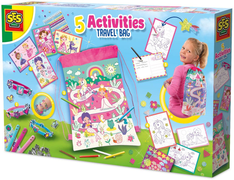 Load image into Gallery viewer, Ses creative 02401 activiteiten tas - armbandjes maken - kleuren - stickeren - knutselen op reis - versier je eigen tas
