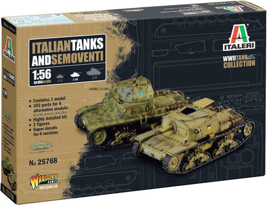 Italeri modelbouwpakket vliegtuigen - 25768 italian tanks - semoventi wwii - 1 tank met 4 bouwopties plastic - 1:56 - modelbouw