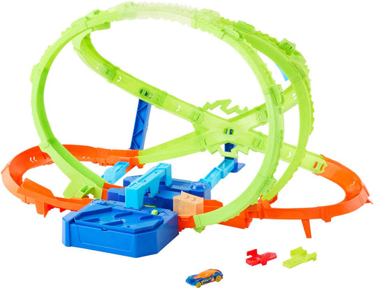 Hot wheels stunt tracks hypersphere crash - met 1 metalen auto