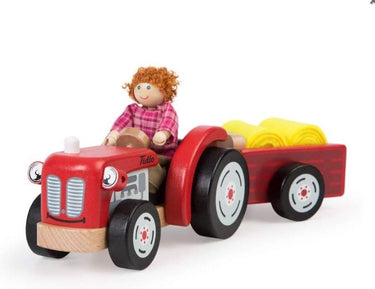 Tidlo houten tractor met trailer