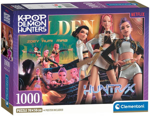 Clementoni k-pop demon hunters puzzel 1000 stukjes van compact - kpop huntrix - k pop legpuzzel hobby cadeau voor kinderen vanaf 6 jaar