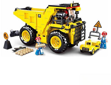 Sluban town bouwplaats mijnwagen kiepwagen dump truck bouwspeelgoed kinderen vanaf 6 jaar – constructiespeelgoed bouwdoos met 416 bouwstenen – m38‑b0806