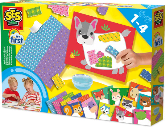 Ses creative - my first - scheuren en plakken - 10 grote vellen om te beplakken - 4 vellen om te scheuren en te lijmen – dieren - collages maken - knutsel speelgoed 1 tot 4 jaar