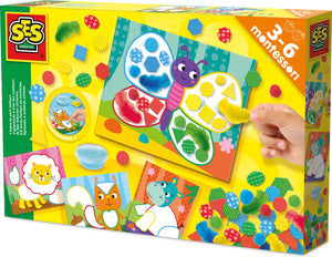 Ses creative 14062 montessori speelgoed kleuren en materialen sorteren - 4 plakkaarten - sensorisch speelgoed - veertjes, structuur foam, vilt en vingerlijm