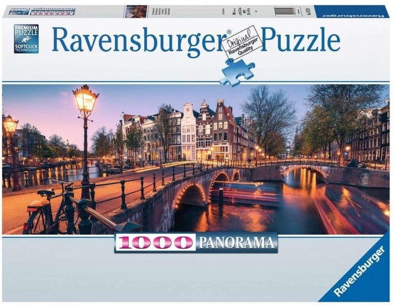 Load image into Gallery viewer, Ravensburger puzzel amsterdam by night - legpuzzel 1000 stukjes.
