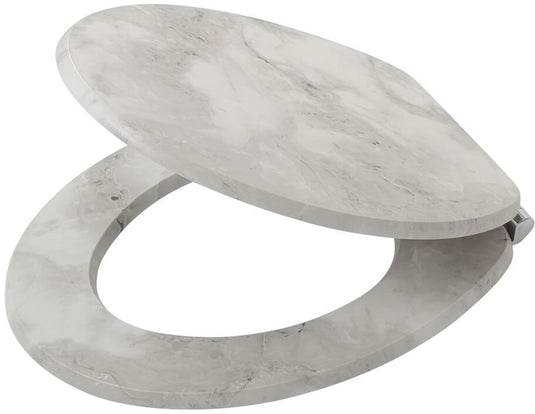 Tiger marble - wc-bril - toiletbril - marmerlook - softclose - mdf - fsc - wit - grijs