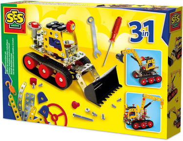 Ses creative - metalen constructieset - bouwvoertuigen - leerzaam speelgoed - 3 in 1 - stimuleert creativiteit - technisch inzicht - stoere bouwers - made in holland - vanaf 7 jaar