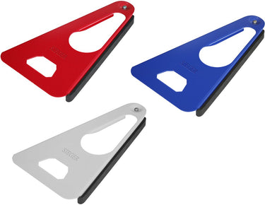 Westmark multi-opener met rubberen band, pot-, blik- en flesopener, lengte: 17 cm, staal rubber, sieger-twist, diverse kleuren: zilver rood blauw, 10492270