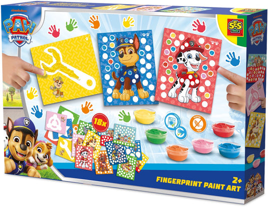 Ses creative paw patrol - vingerafdruk verf kunstwerk - knutselen - glutenvrij - goed uitwasbaar - voor kinderen vanaf 2 jaar - 6 kleuren - 18 kaarten