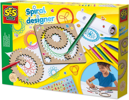 Ses creative houten spiraalontwerper - creatieve tekenset voor kinderen vanaf 5 jaar - maak meer dan 40 unieke spiralen met houten wielen - perfect voor jonge kunstenaars