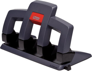 Rapid supreme press less 4-gaats perforator sp34 - perforeeert tot 30 vel - voor mappen en ringbanden - zwart grijs