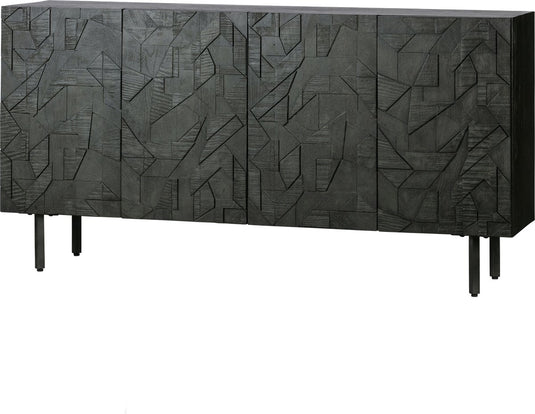 Woood counter dressoir - hout - zwart - 83x160x40