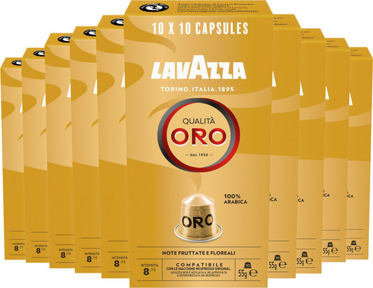 Lavazza qualità oro koffiecups - 100 nespresso cups - 100% arabica koffie - intensiteit: 8 13 - 10 x 10 aluminium capsules
