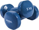 Hush sport - dumbbells set 2 x 5 kg donkerblauw - vinyl coating met antislip grip - gietijzer - handig 6-hoekig design - geschikt voor krachttraining fitness