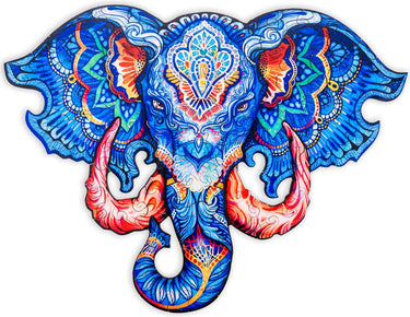 Engelhart houten puzzel olifant hoofd – 83 unieke puzzelstukjes – a4 formaat houten legpuzzel – dieren puzzelspel – educatief denkspel – inclusief opbergetui –