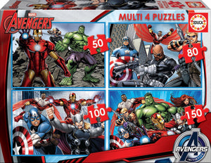 Educa - marvel avengers multi 4 puzzel 50-80-100-150 stukjes