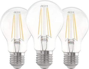 Eglo led lamp - e27 - ø 6 cm - a60 - helder - 2700k - set van 3