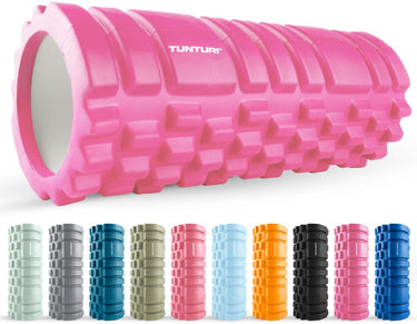 Tunturi yoga grid foam roller - massage roller - foamroller - fitness roller - roze - 33cm - incl. gratis fitness app