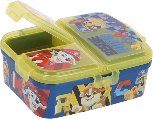 Stor paw patrol kinderlunchbox – broodtrommel met 4 vakken voor kinderen vanaf 4 jaar - vaatwasserbestendig bpa-vrij - geel blauw