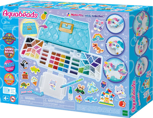 Aquabeads ontwerp studio ( tas)- complete knutselset 1400 parels in 48 kleuren-inclusief handige meeneemtas en sorteerbak