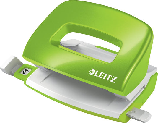 Leitz wow mini perforator - perforeert tot 10 vel - voor mappen en ringbanden - ideaal voor thuiskantoor thuiswerkplek - groen