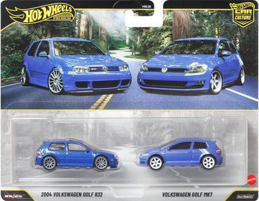 Hot wheels premium car culture set van 2 - 2004 volkswagen golf r32 en volkswagen golf mk7