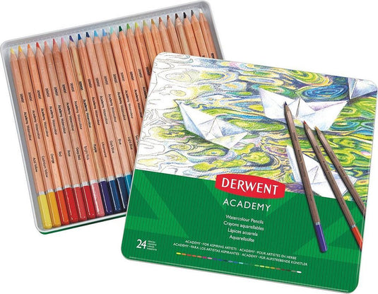 Derwent academy kleurpotlood - geassorteerde kleuren - set van 24 kleurpotloden van hoge kwaliteit