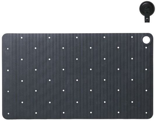 Sealskin ribb - antislip badmat 40x70 cm - antraciet - inclusief zwarte haak