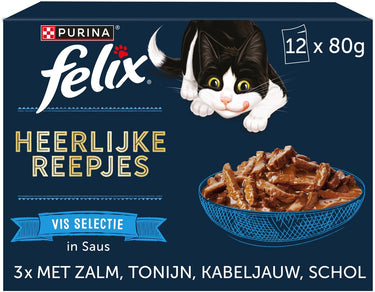 Felix heerlijke reepjes - kattenvoer natvoer - vis selectie - 48 x 80 g