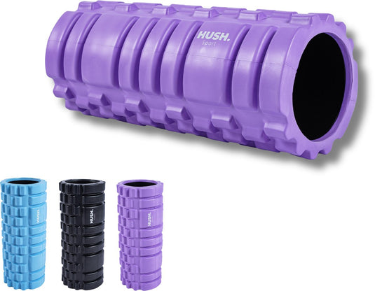 Hush sport - foam massageroller 33x14 cm - met grid patroon - spierherstel triggerpoint massage - eva foam - paars