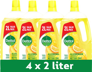 Dettol allesreiniger - sprankelende citroen 2l - 4 stuks - voordeelverpakking