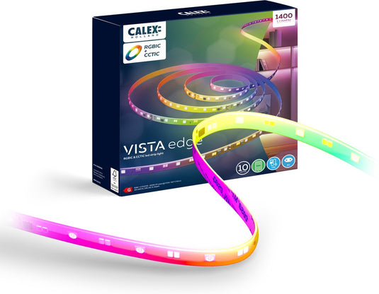 Calex led strip - 10 meter - rgb + cct individual control - 1400 lumen - binnengebruik - koel tot warm wit licht kleuren verlichting - muzieksynchronisatie - afstandsbediening