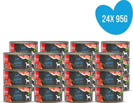 Rosewood best for your friend - honden natvoer - lam - gestoomde maaltijd - 24 blikjes x 95 g