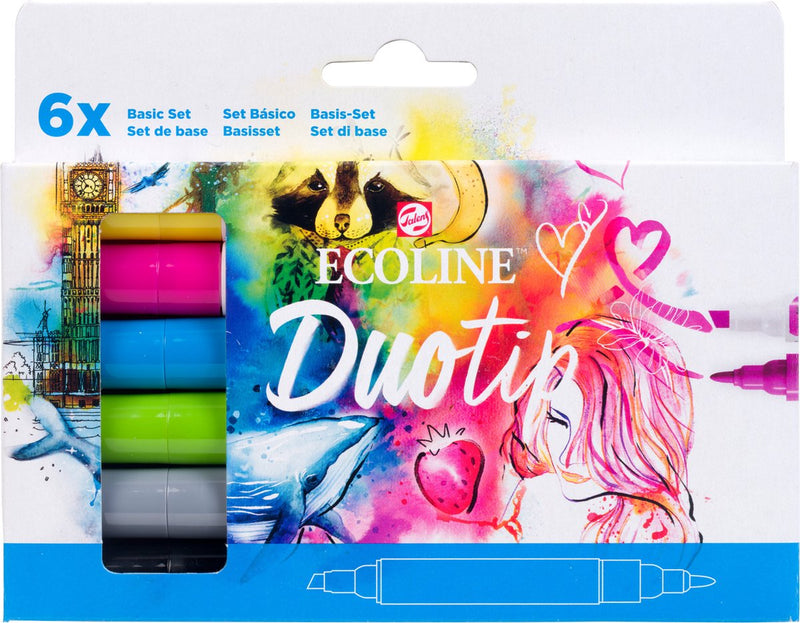 Load image into Gallery viewer, Talens ecoline duotip markers basisset, 6dlg.
