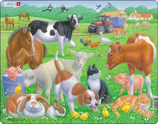 Larsen legpuzzel dieren - huisdieren en boerderijdieren, 15st.