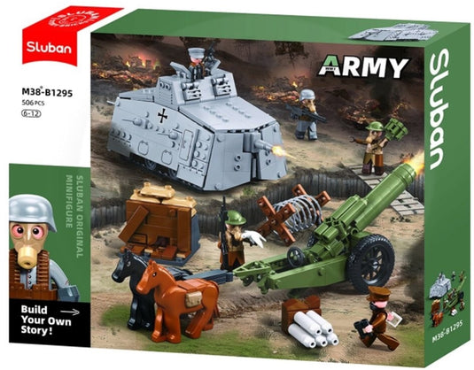Sluban ww2 attack tank howitzer bouwspeelgoed kinderen vanaf 6 jaar – leger army constructie speelgoed modelbouw – bouwdoos met 506 bouwstenen – m38-b1295