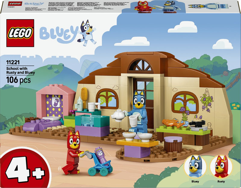 Afbeelding laden in galerijviewer, Lego bluey school met rusty en bluey speelgoed voor peuters en kleuters 11221
