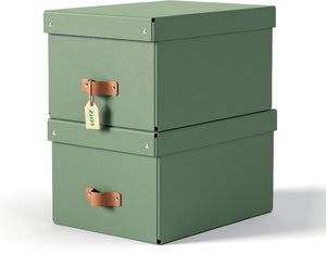 Leitz puro middelgrote opbergdoos met deksel - set van 2 - 17l - 100% gerecycled karton - groen