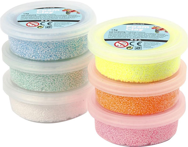 Load image into Gallery viewer, Foam clay ®, glitter, pastelkleuren, 14 gr, 6 doosje
