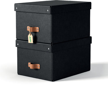 Leitz puro middelgrote opbergdoos met deksel - set van 2 - 17l - 100% gerecycled karton - zwart