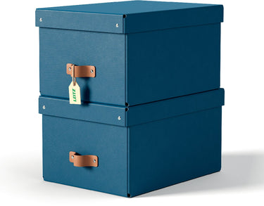 Leitz puro middelgrote opbergdoos met deksel - set van 2 - 17l - 100% gerecycled karton - donkerblauw