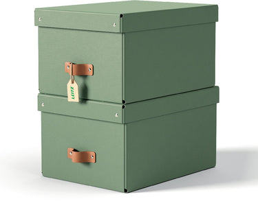 Leitz puro middelgrote opbergdoos met deksel - set van 2 - 17l - 100% gerecycled karton - groen