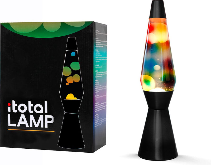 Load image into Gallery viewer, I-total lavalamp - lava lamp - sfeerlamp - 40x11 cm - glas aluminium - 30w - transparant met gekleurde lava - zwart - xl2340
