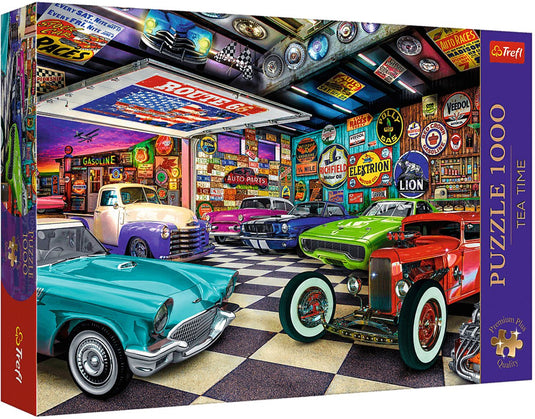 Trefl legpuzzel 1000 stukjes - premium plus tea time car collectors garage.