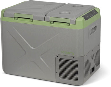 Steamy -e elektrische compressor koelbox - dual compartment - tegelijk koelen en vriezen - 32 liter - 12v en 230v - voor auto en camping - grijs